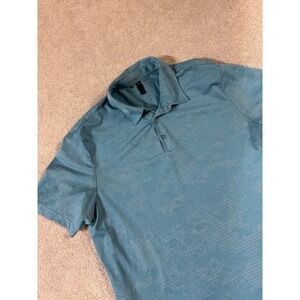 Adidas Primegreen Men's Golf Polo‎ Shirt L Blue Camo Short Sleeve Vented Euc